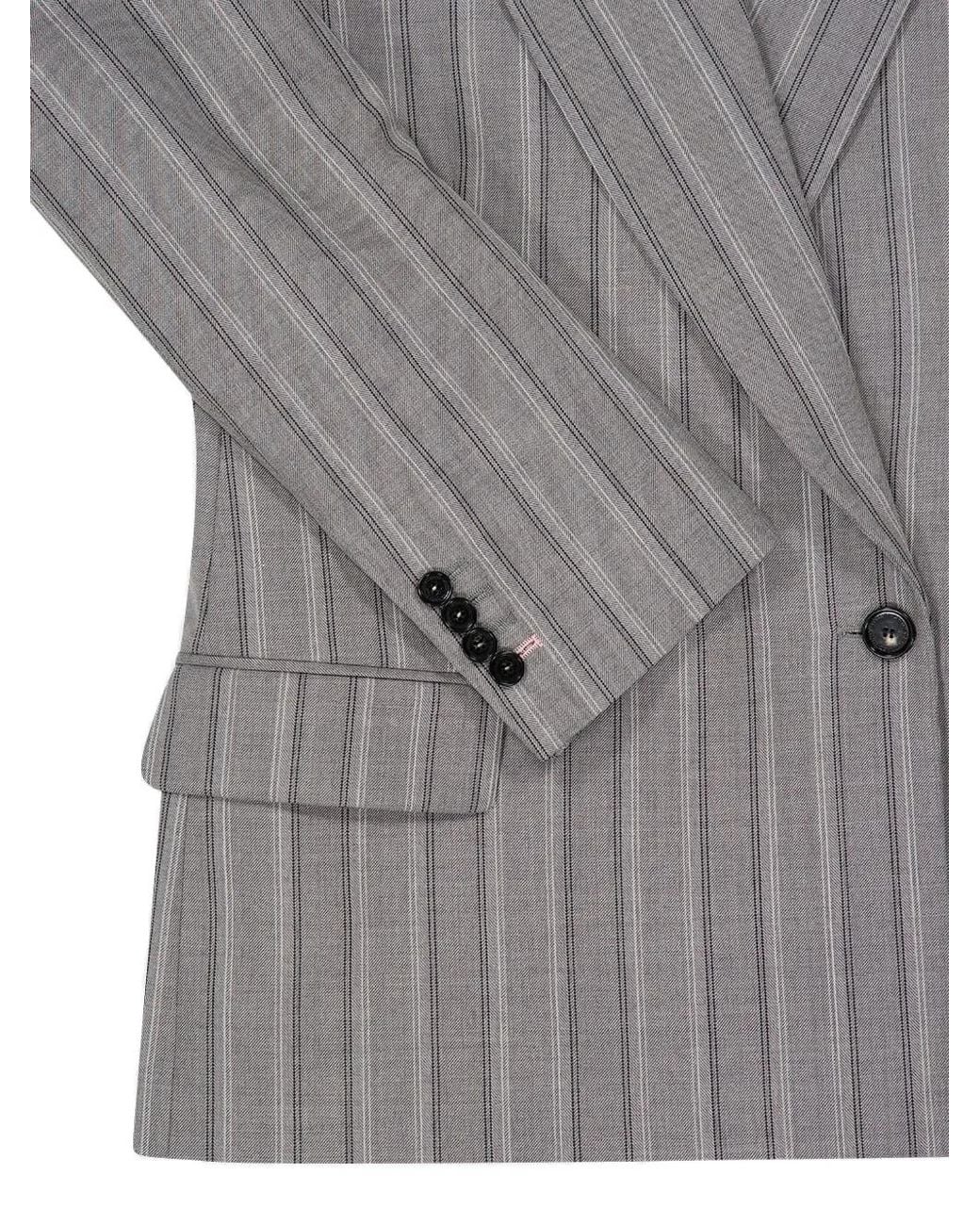 Stella McCartney Gray Pinstripe-Pattern Waisted-Fit Jacket