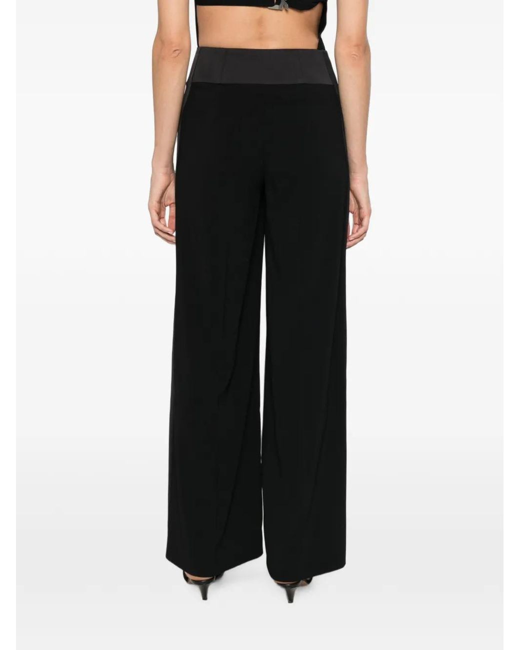 Patrizia Pepe Black Color-Block Palazzo Pants