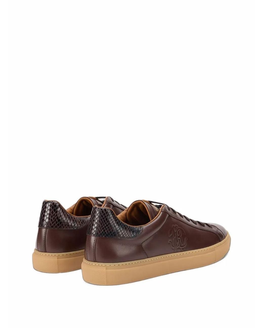 Roberto Cavalli Brown Baskets À Effet Cuir De Serpent for men