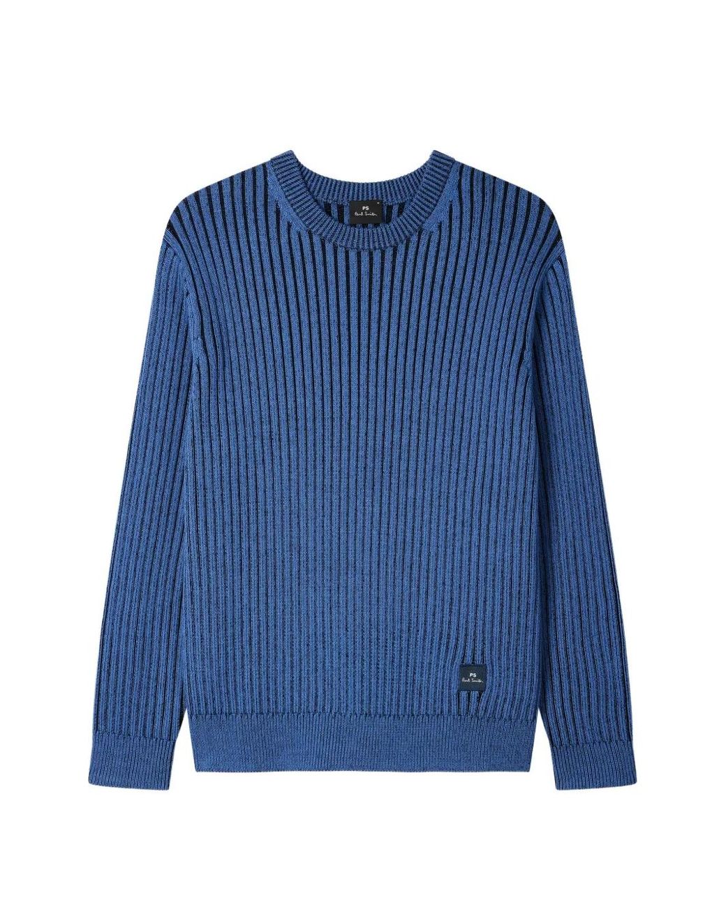 Paul Smith Blue Ribbed-Knit Logo-Patch Sweater for men