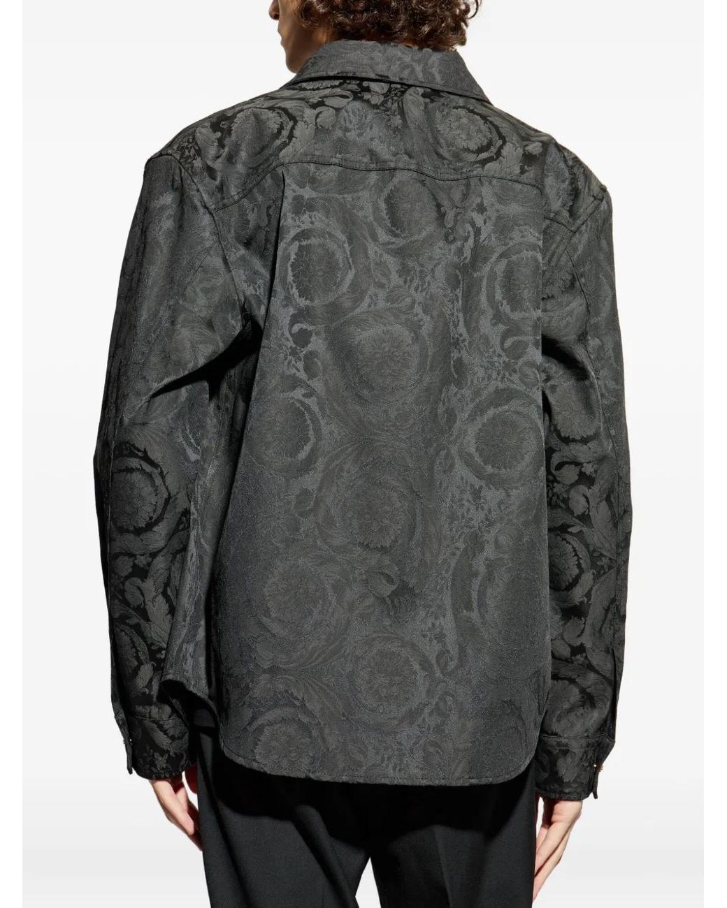Versace Gray Jacquard Cotton Overshirt for men