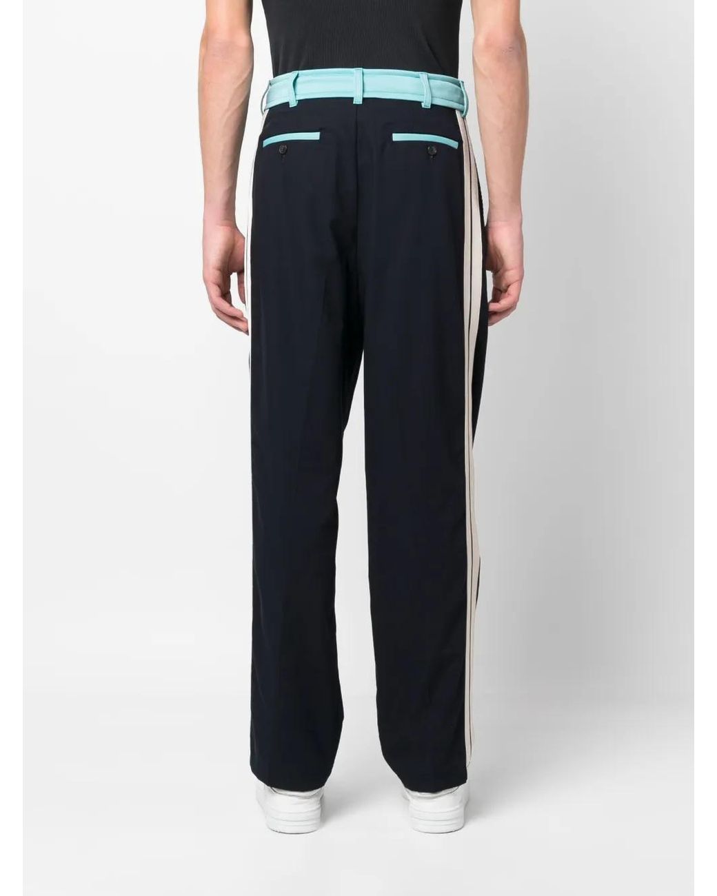 Palm Angels Blue Track Belt Straight-Leg Trousers for men