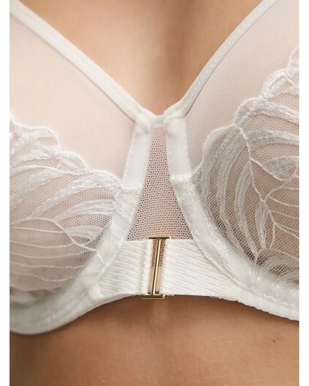Chantelle White Legend Embroidered Mesh-Panel Bra
