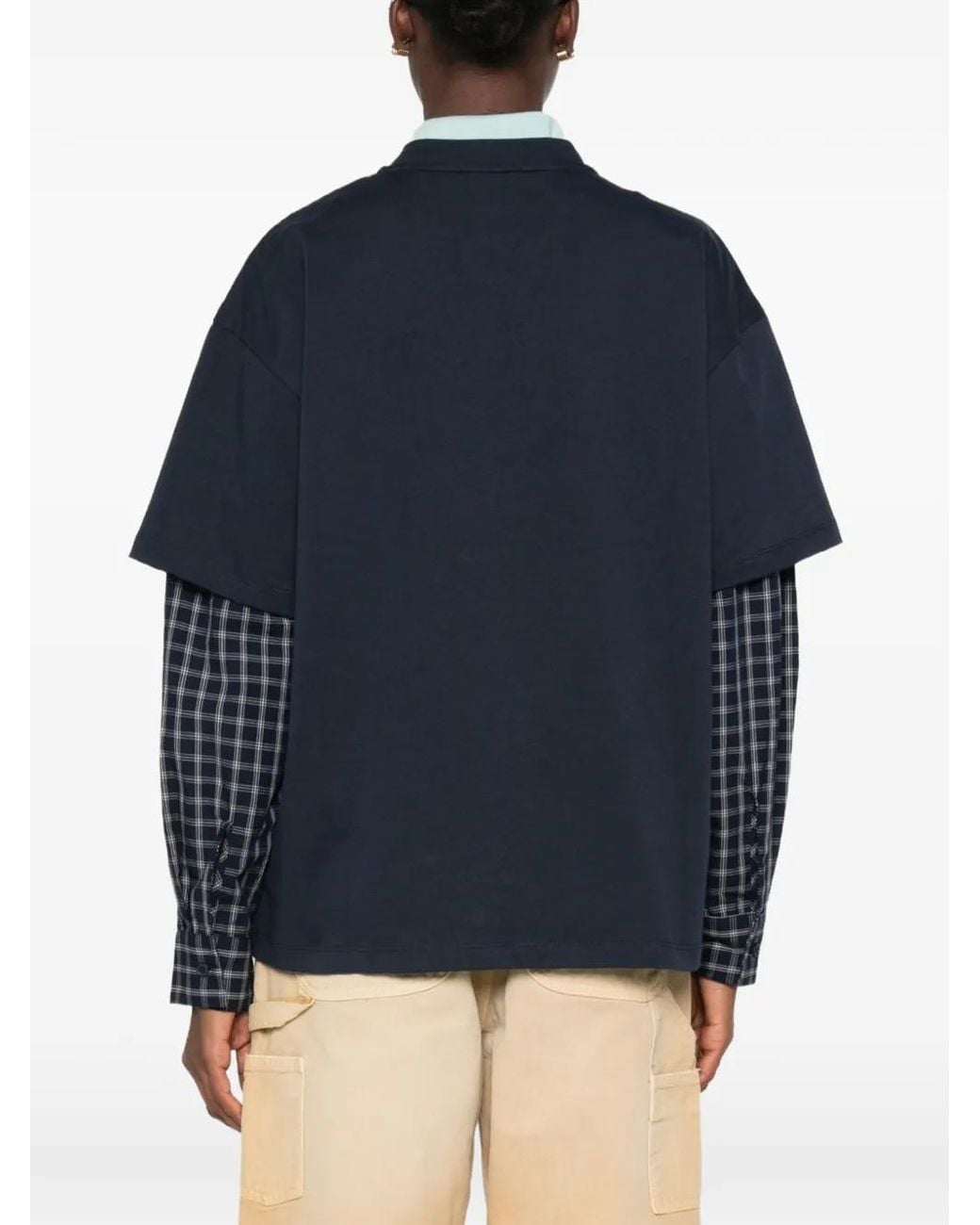 ELEH Blue T-Shirt Imprimé À Manches Superposées