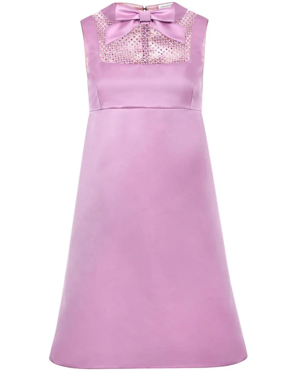 Nina Ricci Purple Bow-Detail Satin-Finish Minidress