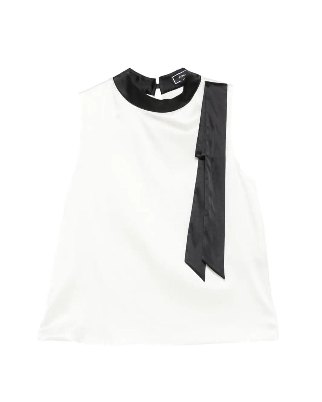 Styland Black Bow-Detail Sleeveless Blouse