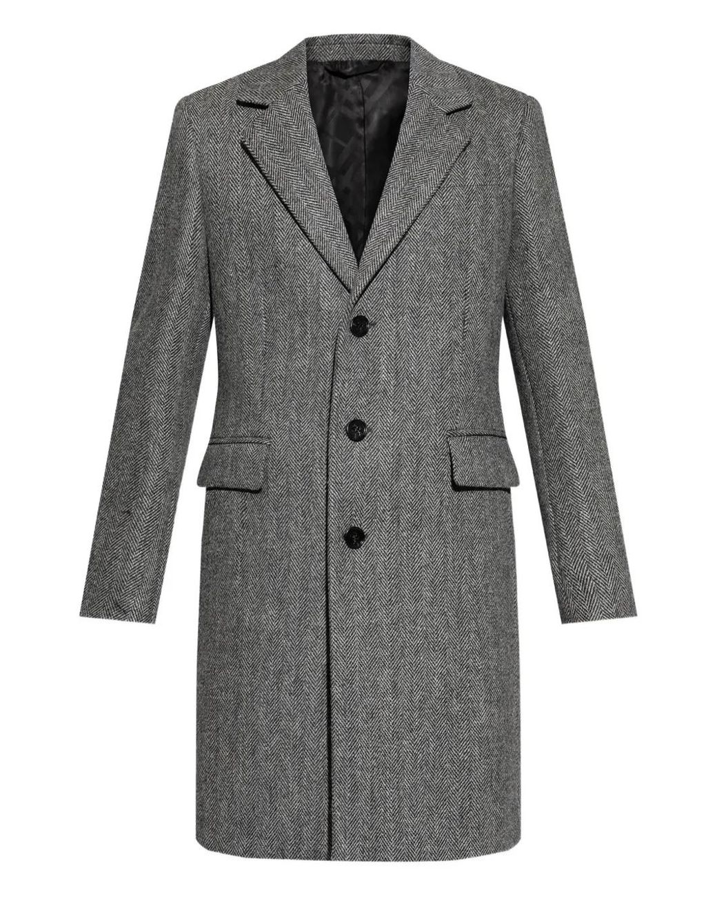 Burberry Gray Herringbone Pattern Coat for men