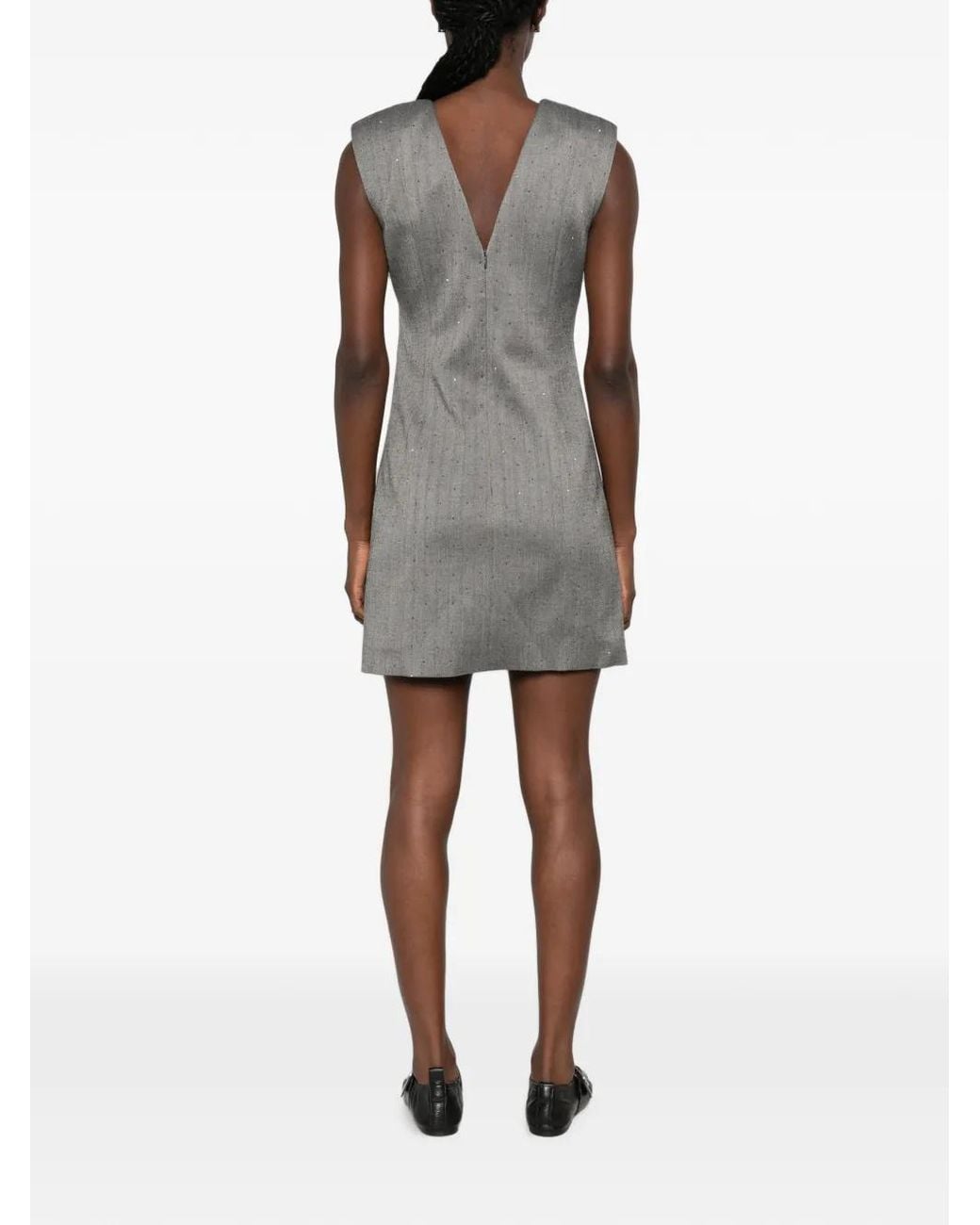 Maje Gray Short Rhinestone Tailored Dress