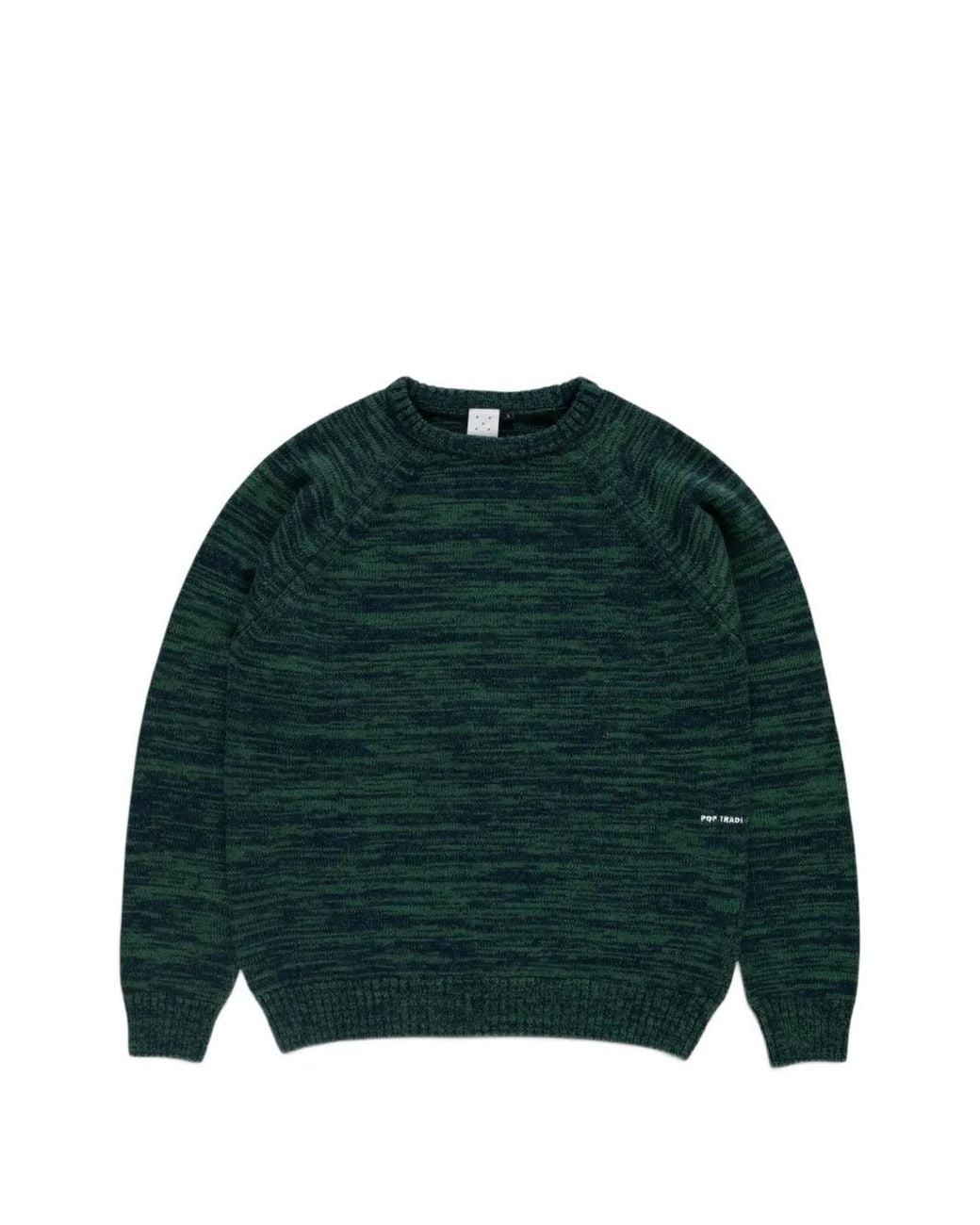 Pop Trading Co. Green Melange-Knit Logo-Embroidered Sweater for men