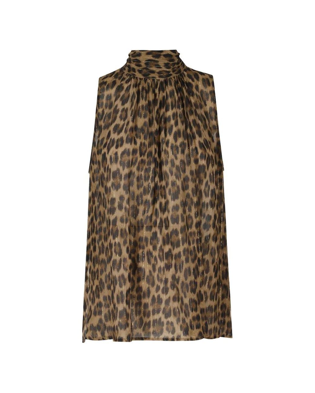 Semicouture Brown Dulcie Leopard-Print Pussy-Bow Top