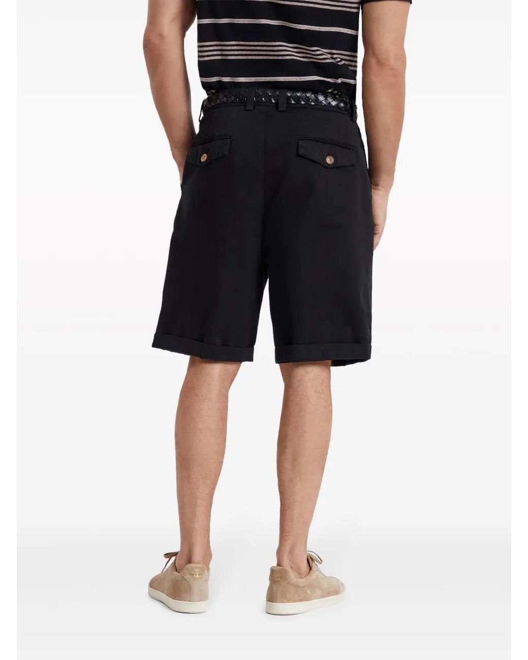 Brunello Cucinelli Blue Straight-Leg Cotton Bermuda Shorts for men