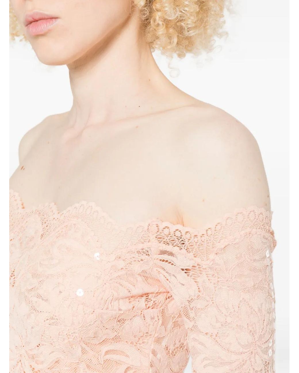 Rabanne Pink Lace Embellished Top