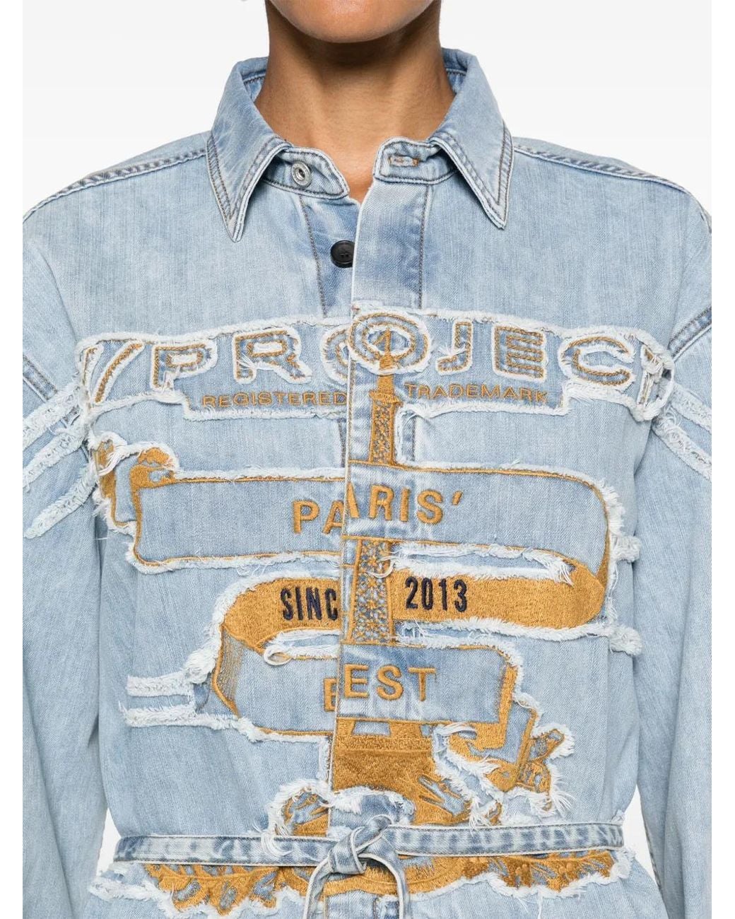 Y. Project Blue Logo-Embroidered Denim Shirtdress