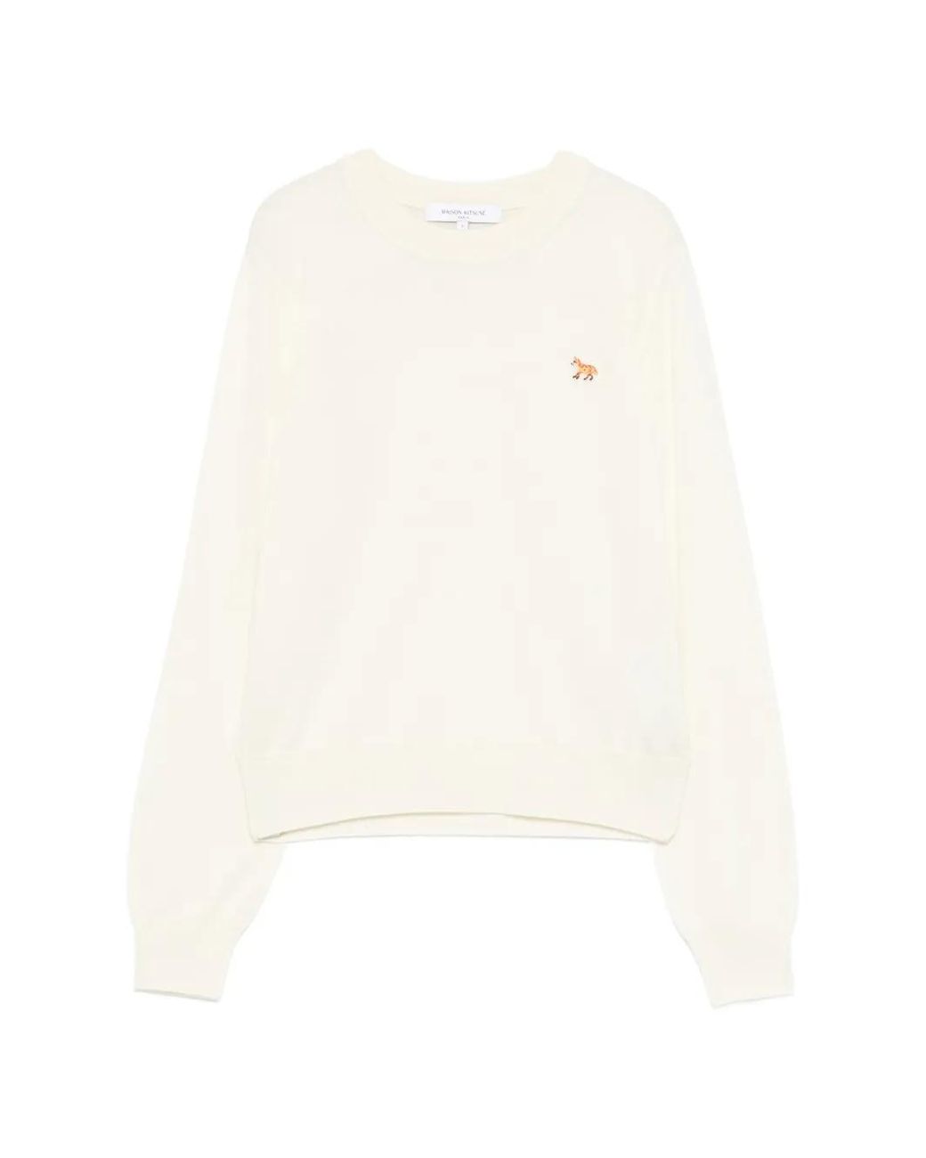 Maison Kitsuné White Maison Kitsuné Baby Fox Wool Crewneck Jumper