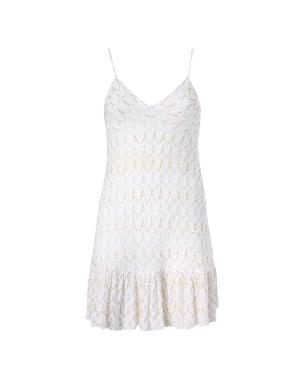 Missoni White Mini Dress With Ruffles