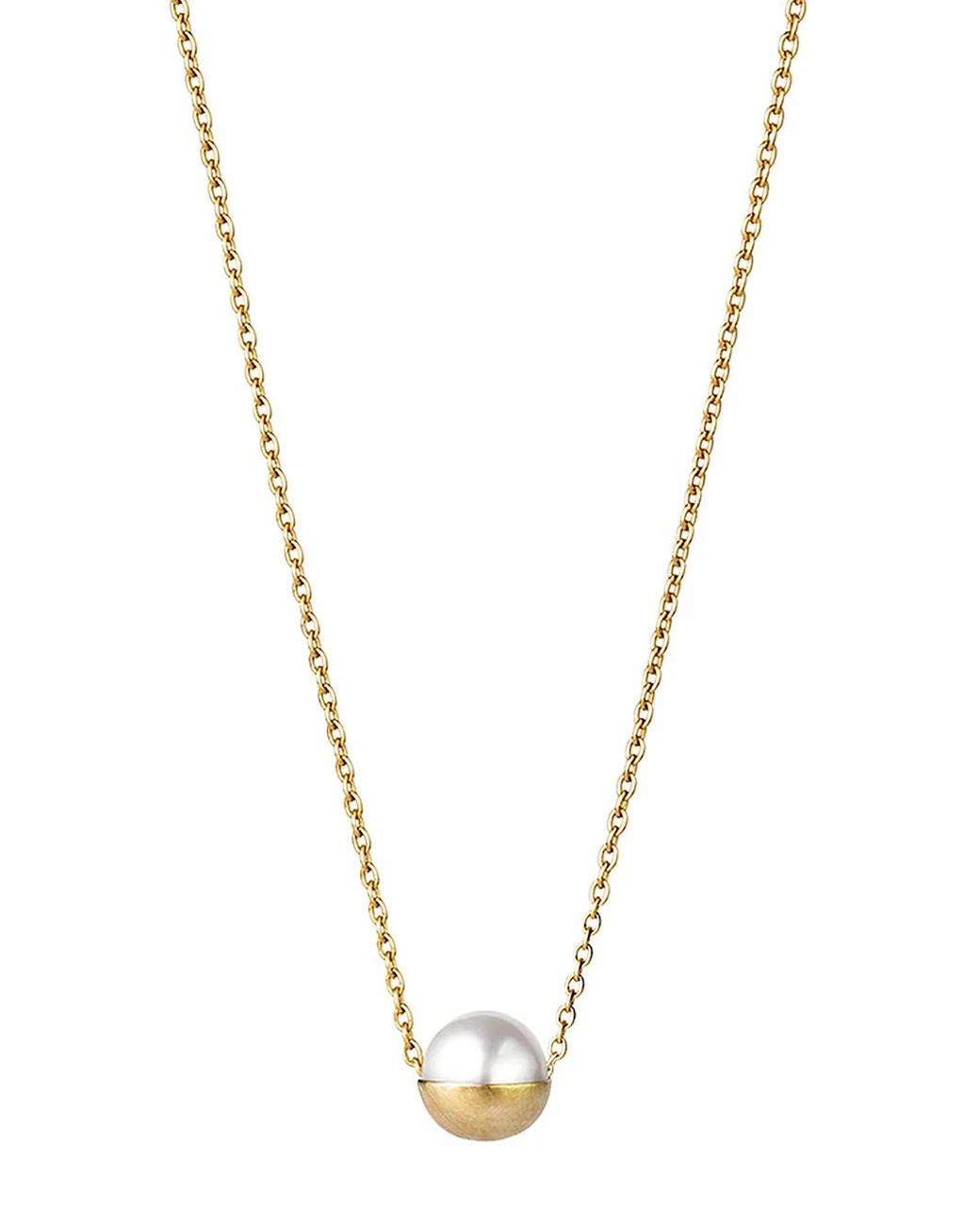 Shihara Metallic Half Pearl Necklace 90°