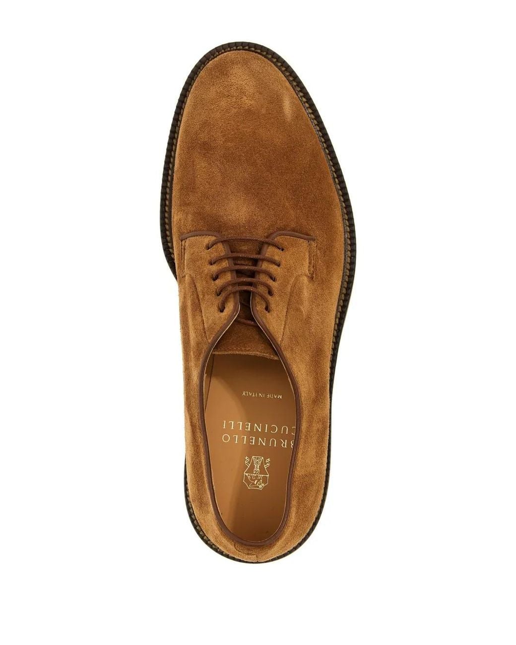 Brunello Cucinelli Brown Suede Derby Shoes for men