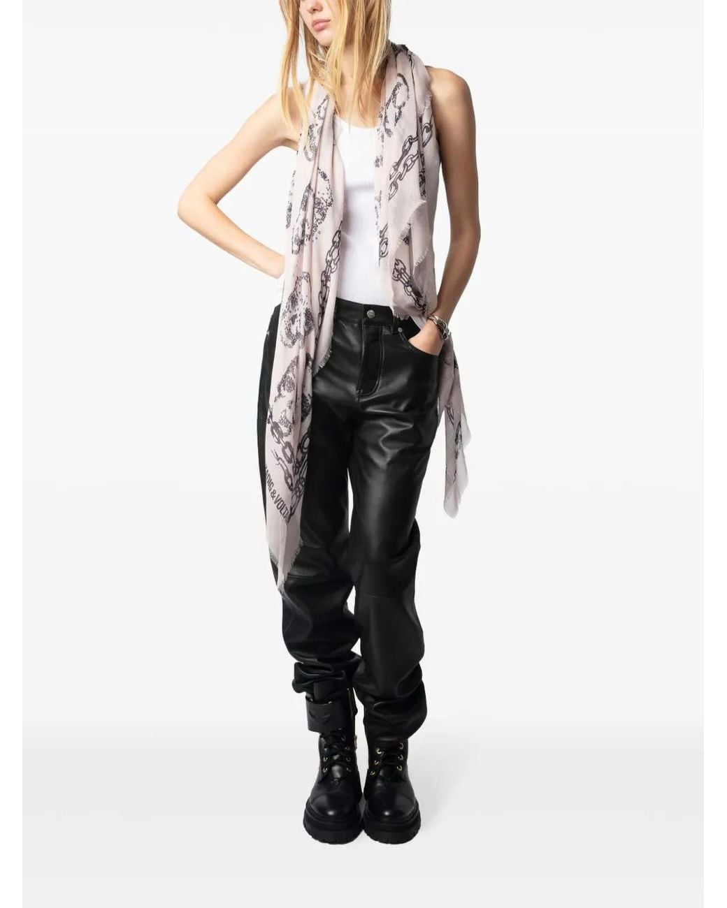 Zadig & Voltaire Natural Kerry Scarf Skull 35