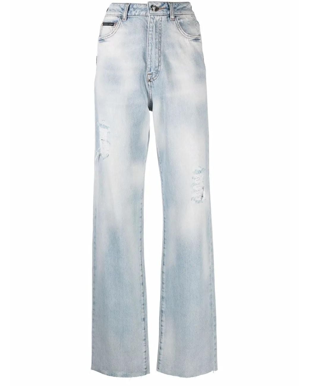 Philipp Plein Blue Palazzo-Cut High-Waist Jeans