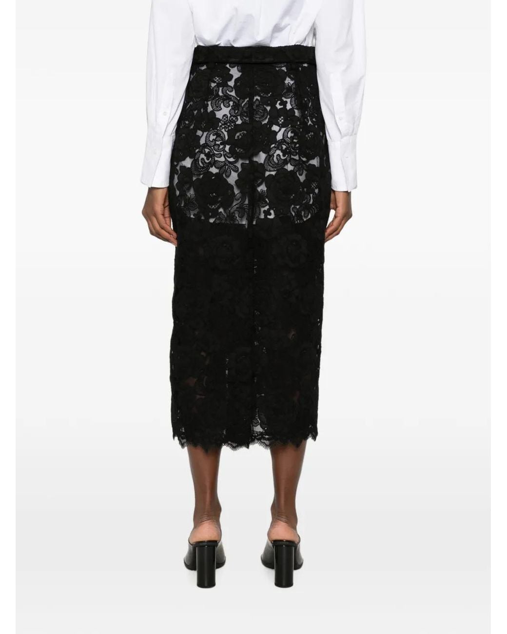 Simone Rocha Black Lace-Embellished Belted Skirt