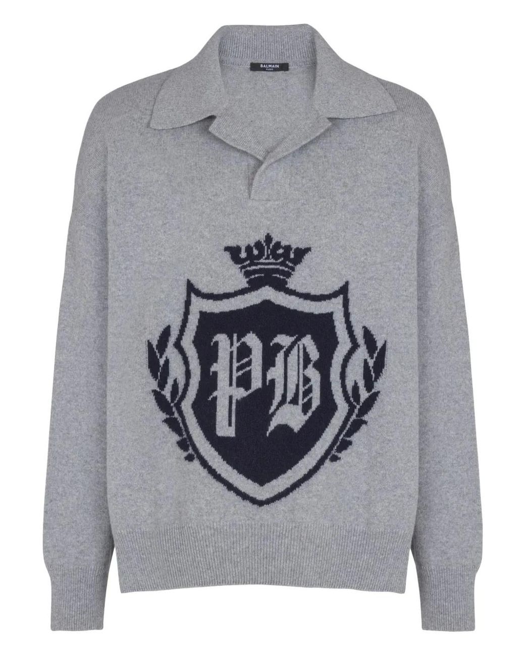 Balmain Trui Met Embleem in het Gray voor heren