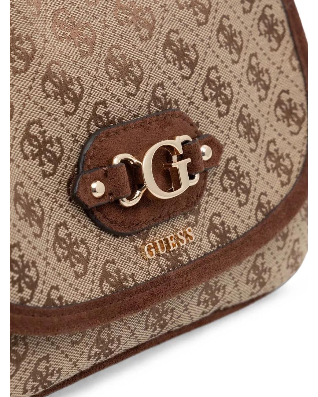 Guess Brown Sac Porté Épaule Samantha À Motif Monogrammé