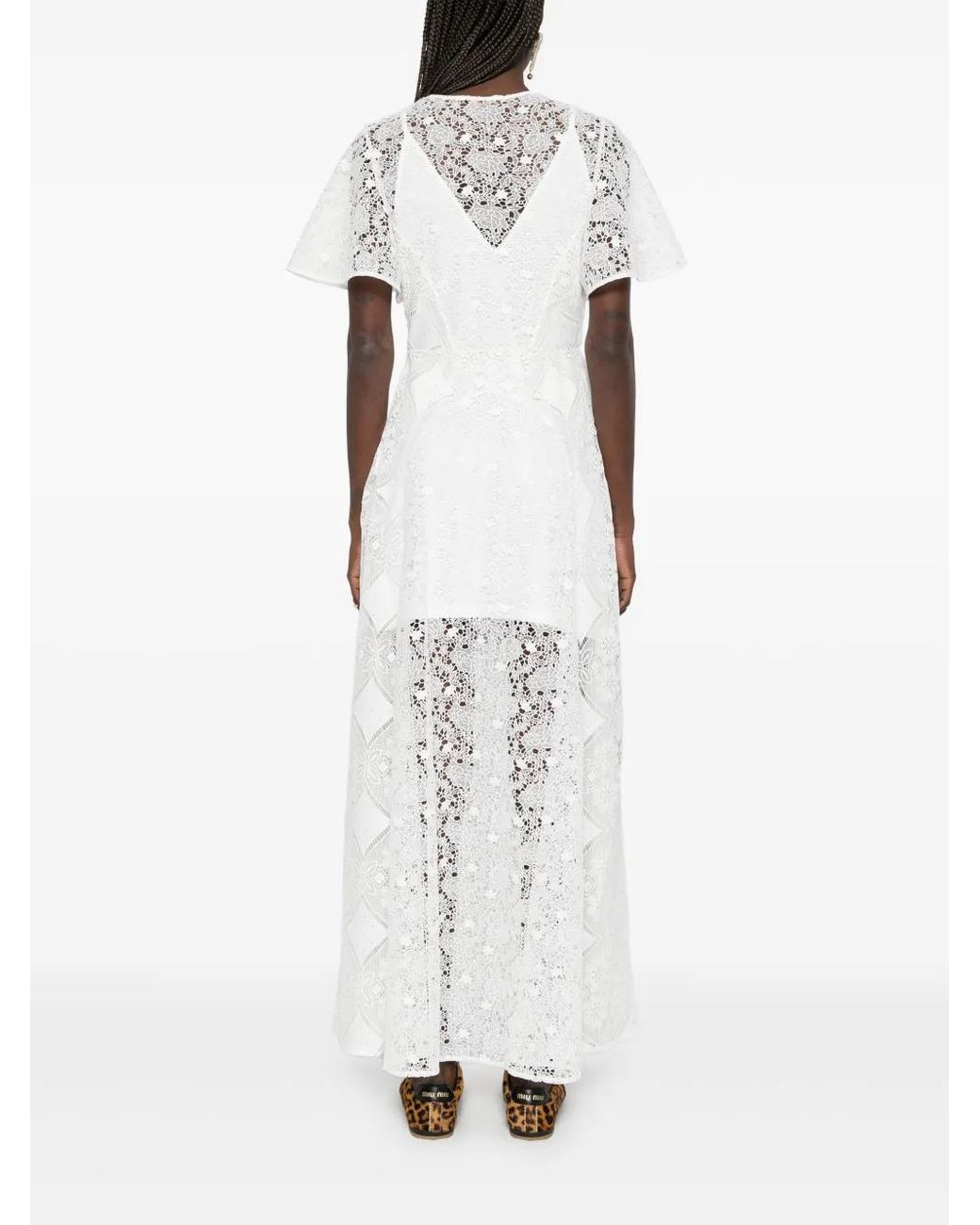 Maje Floral-Lace Maxi Dress in White | Lyst Maje Floral-Lace Maxi Dress in White | Lyst