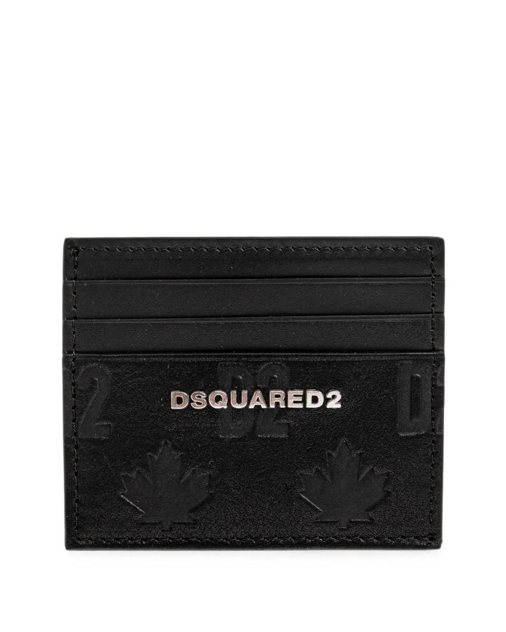DSquared² Black Leather Card Holder With Logo for men