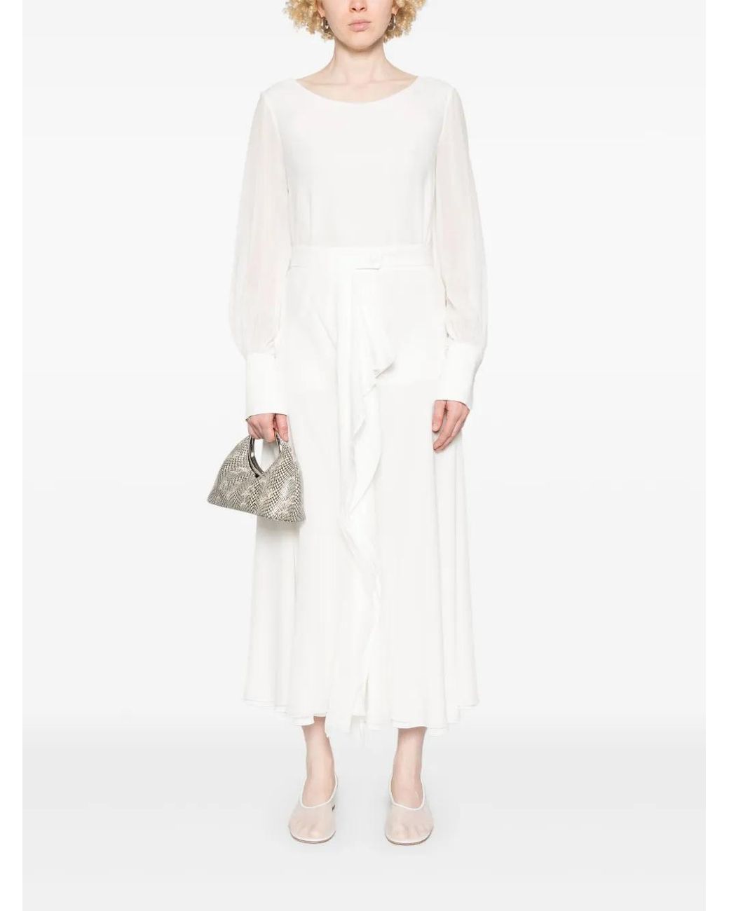 DE SANTIS White Draped Midi Skirt