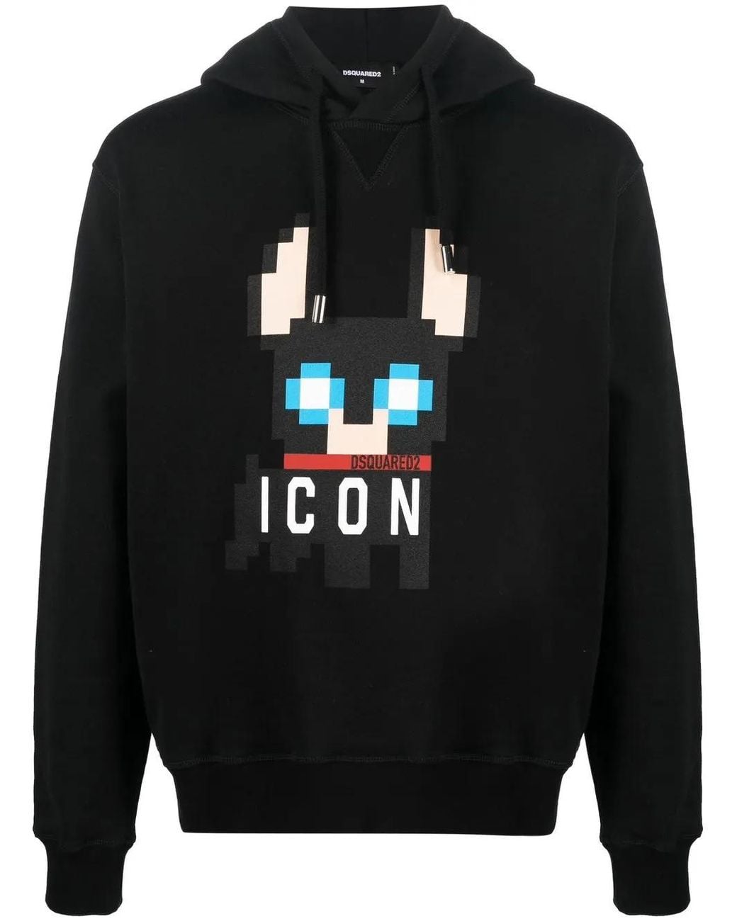 DSquared² Black Pixelated Ciro Printed Hoodie for men