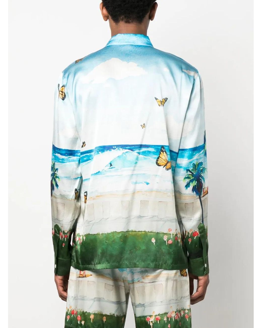 NAHMIAS Blue Butterfly Beach Shirt for men
