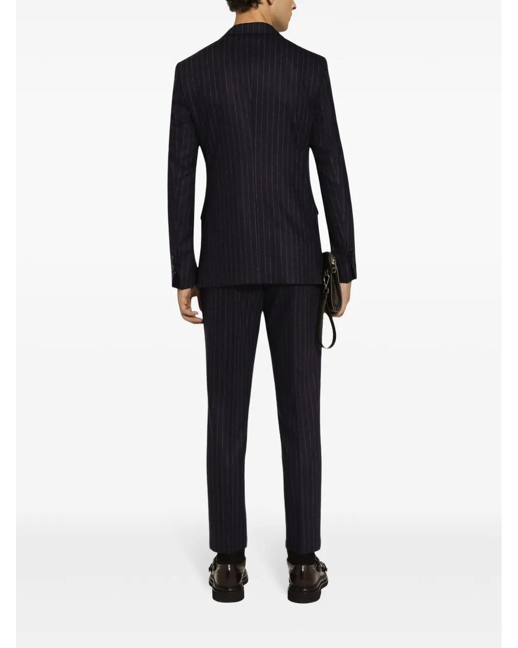 Dolce & Gabbana Blue Pinstripe Single-Breasted Jacket for men