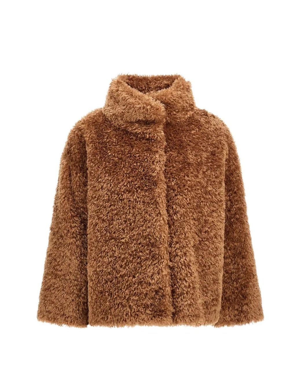 Herno Brown Curly-Effect Faux-Fur Jacket