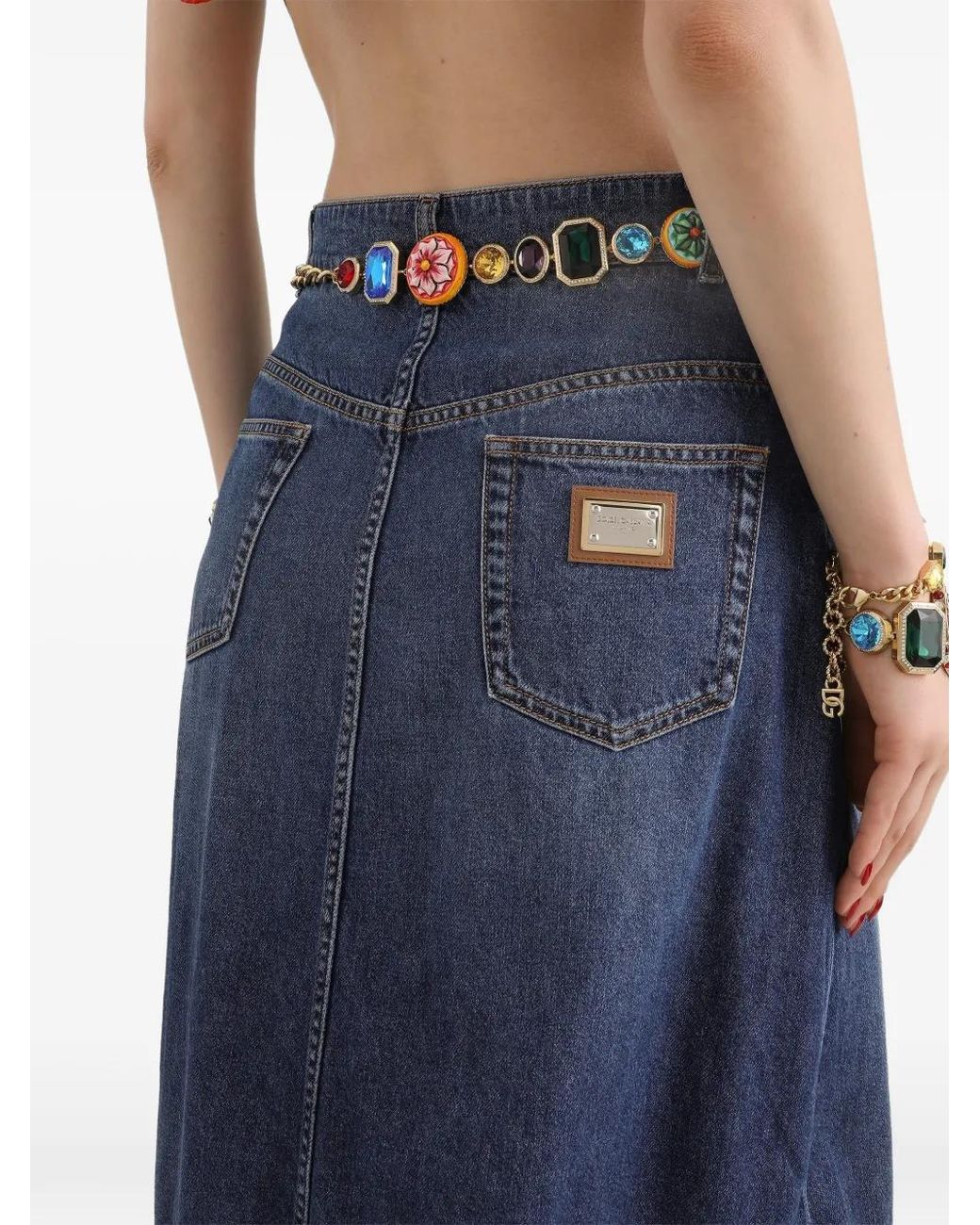Dolce & Gabbana Blue Long Denim Skirt