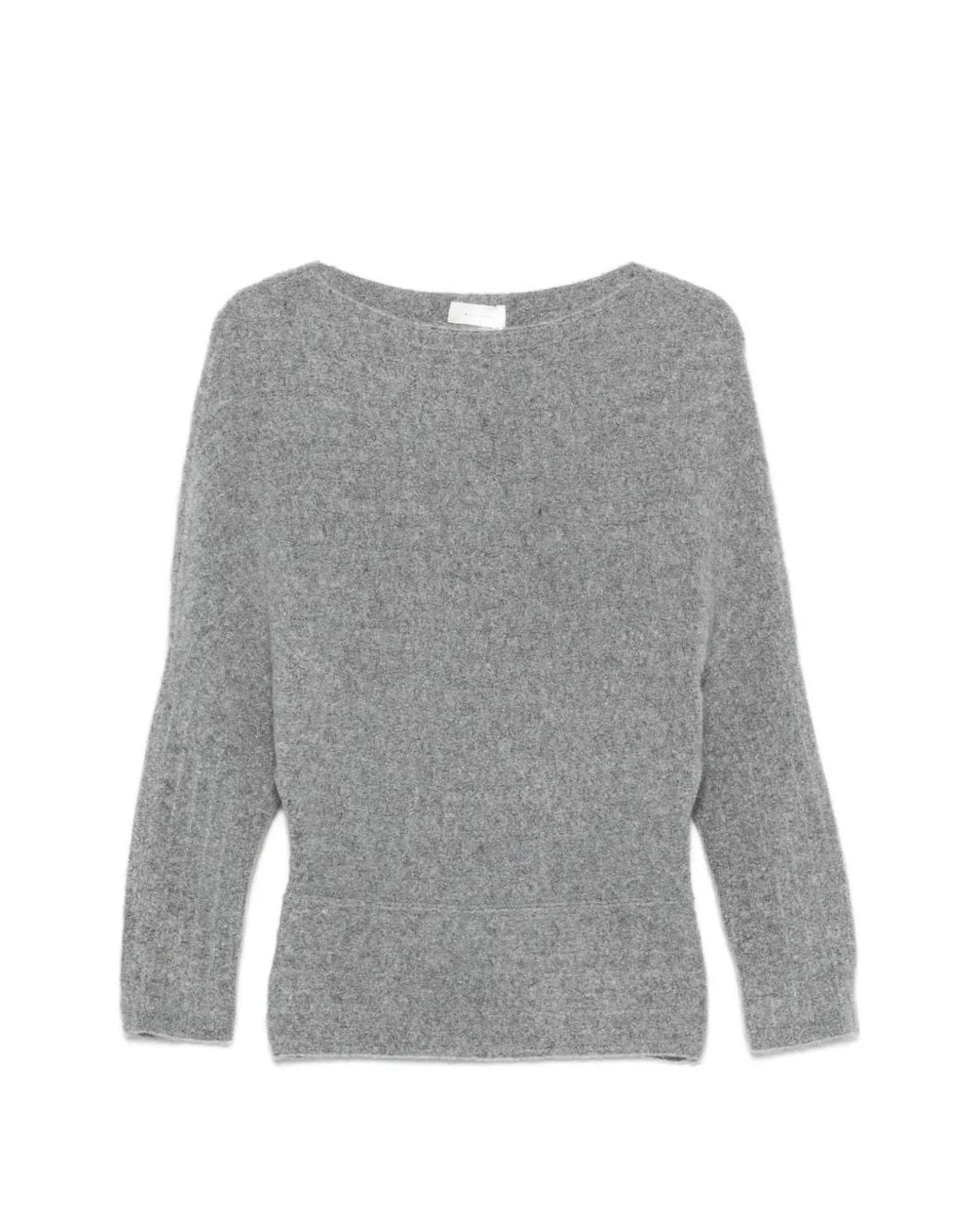 Ruohan Gray Batwing-Sleeve Boat-Neck Sweater