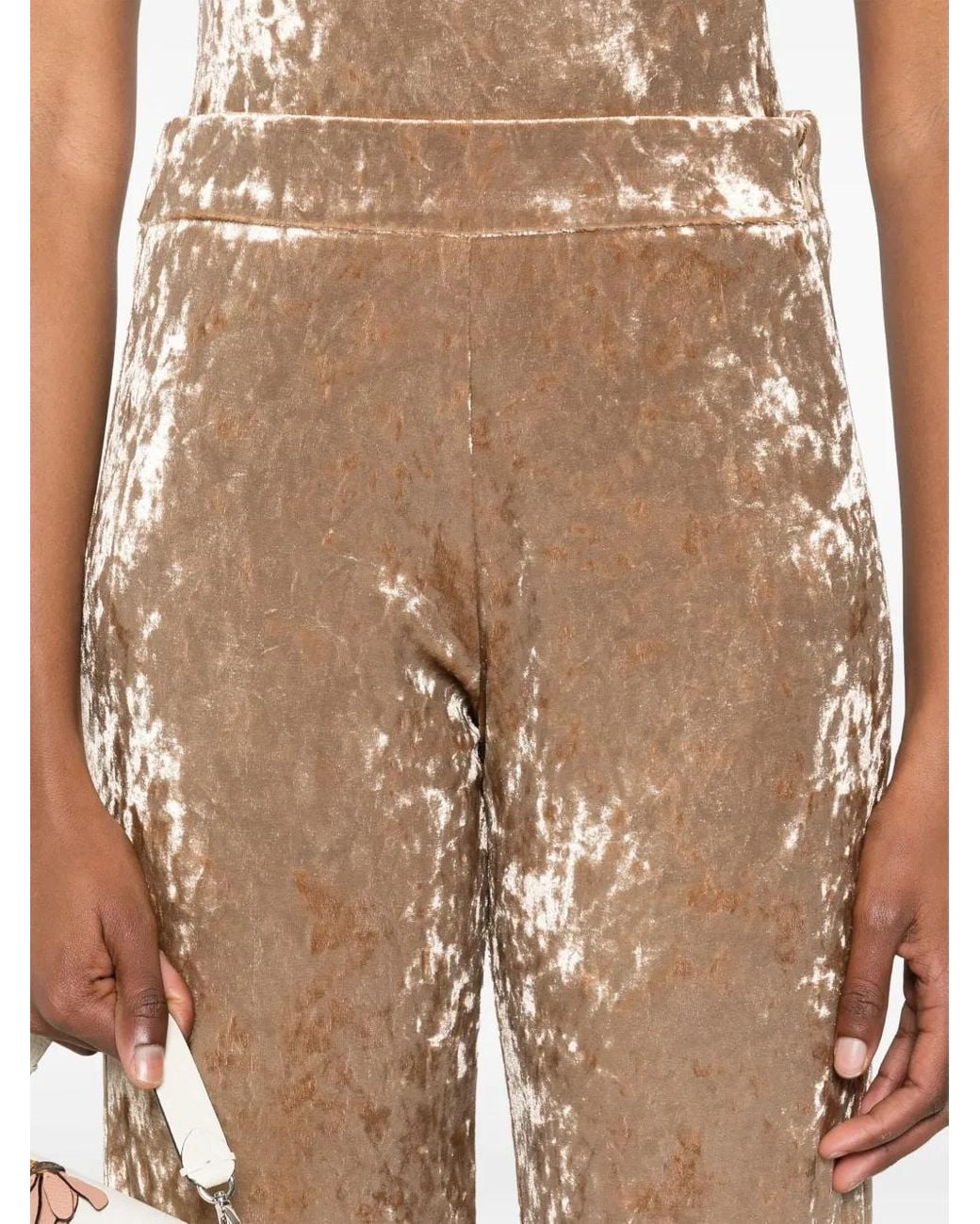 Forte_forte Natural Iridescent Stretch Velvet High Waist Pants