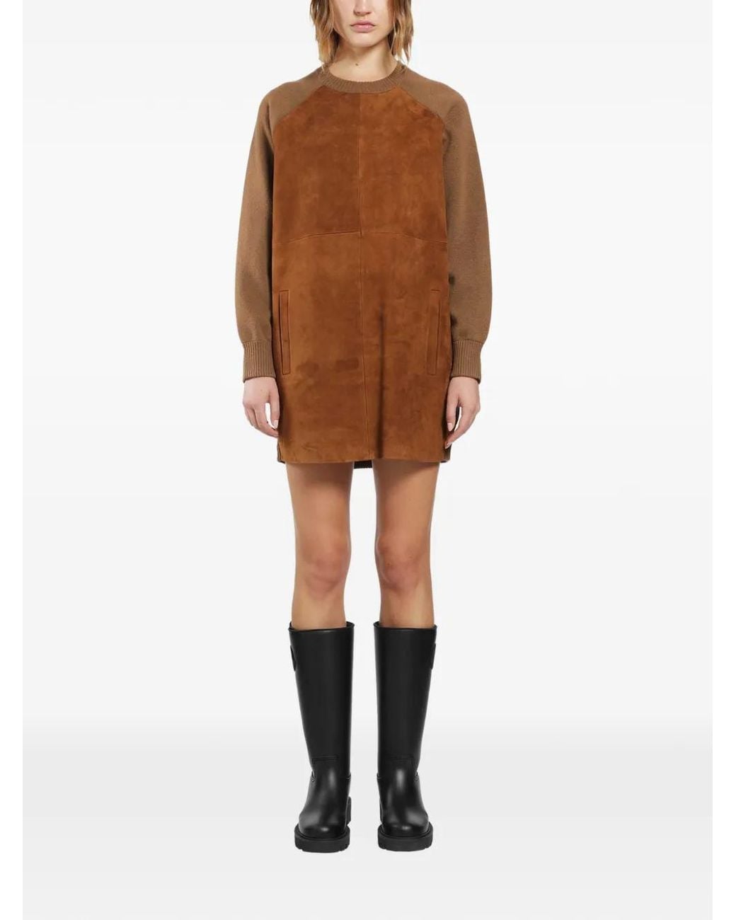 Max Mara Brown Short Wool And Cashmere Dress