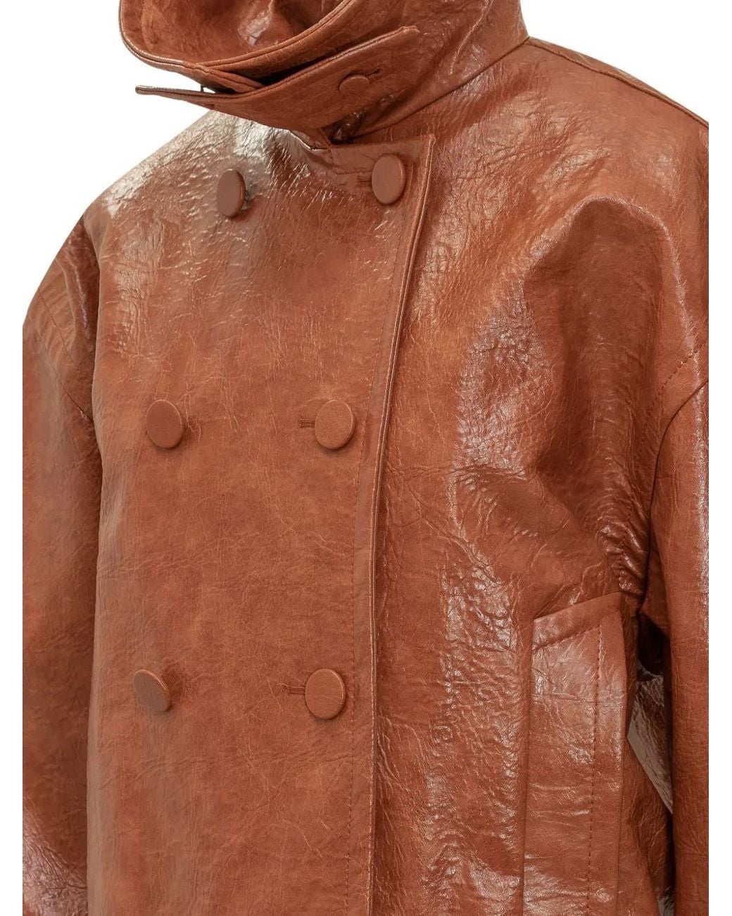 ANDAMANE Brown Balloon-Sleeve Double-Breasted Jacket