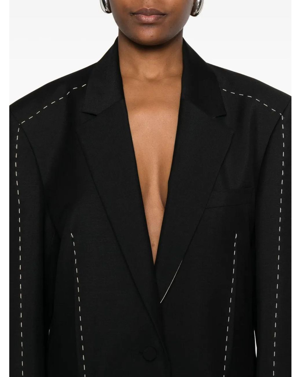 Rohe Black Contrast-Stitching Blazer