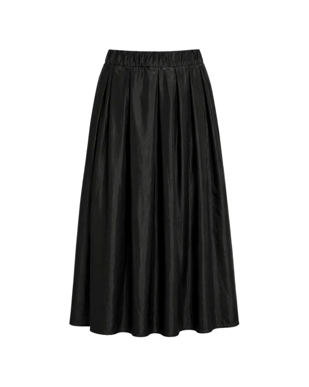 Roberto Collina Black Pleated Satin-Finish Midi Skirt