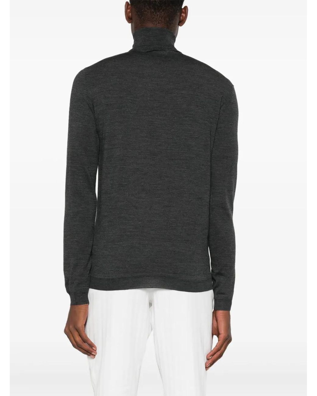GOES BOTANICAL Blue Fine Knit Merino Wool Roll-Neck Sweater for men