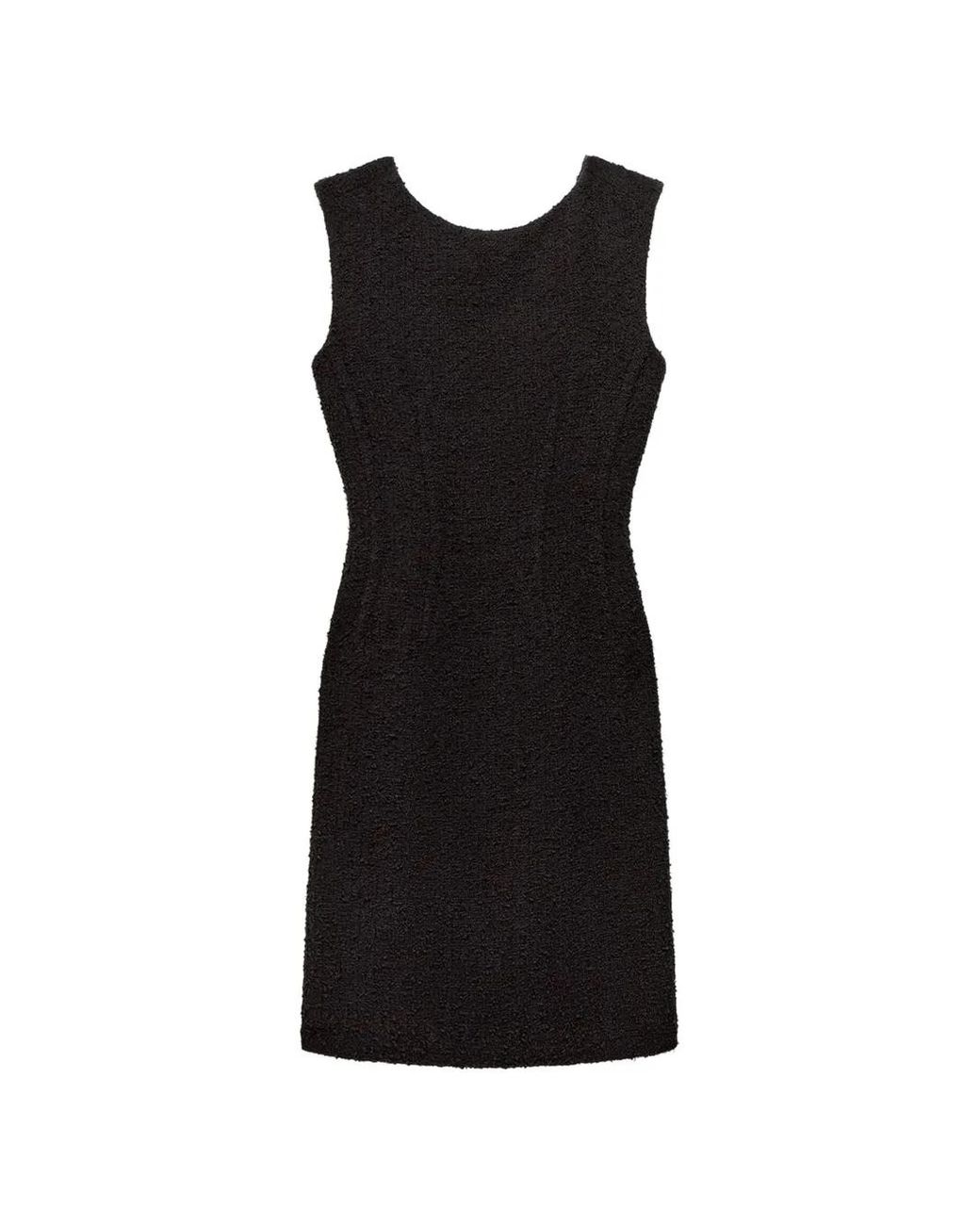 Another Tomorrow Black Sleeveless Tweed Mini Dress