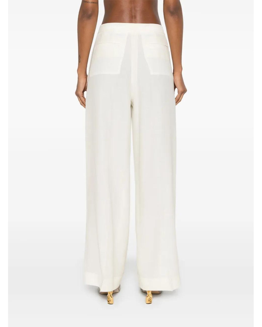 Fabiana Filippi White Mid-Rise Organza Palazzo Pants