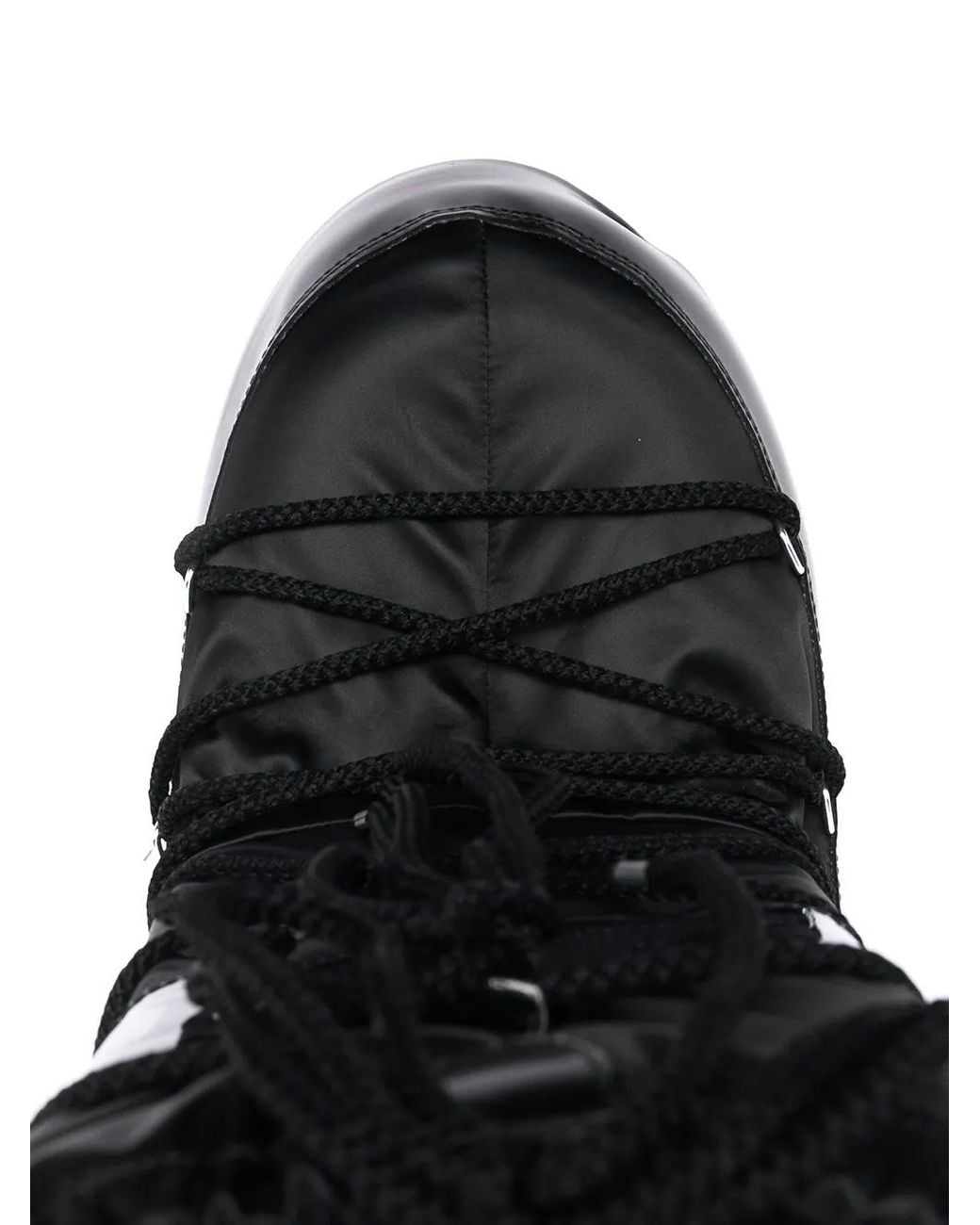 Moon Boot Black Icon Glance Satin Après-Ski Boots *Icon With Logo-Print Panel And Suction Pads
