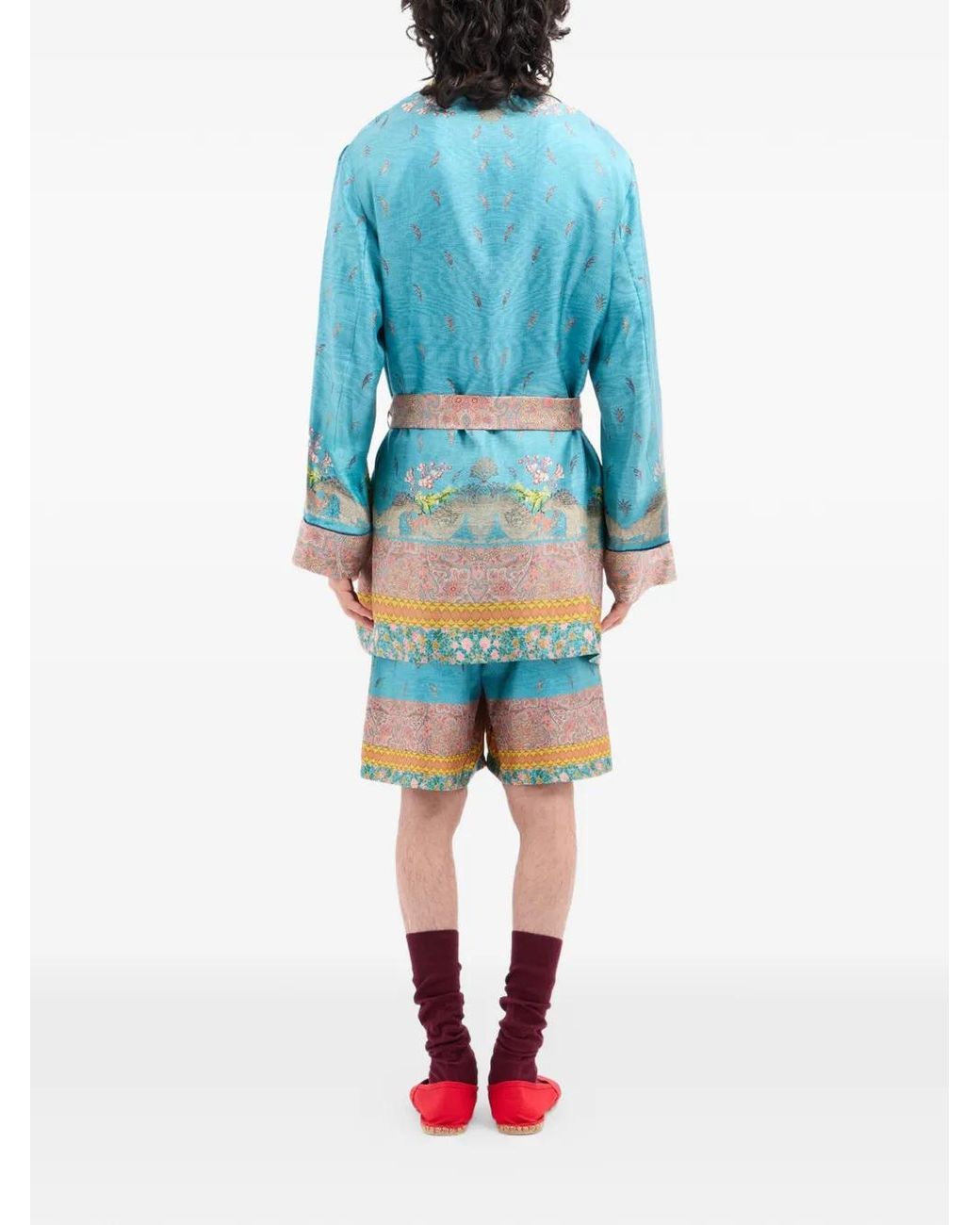 Pierre Louis Mascia Blue Aloe Paisley-Print Coat