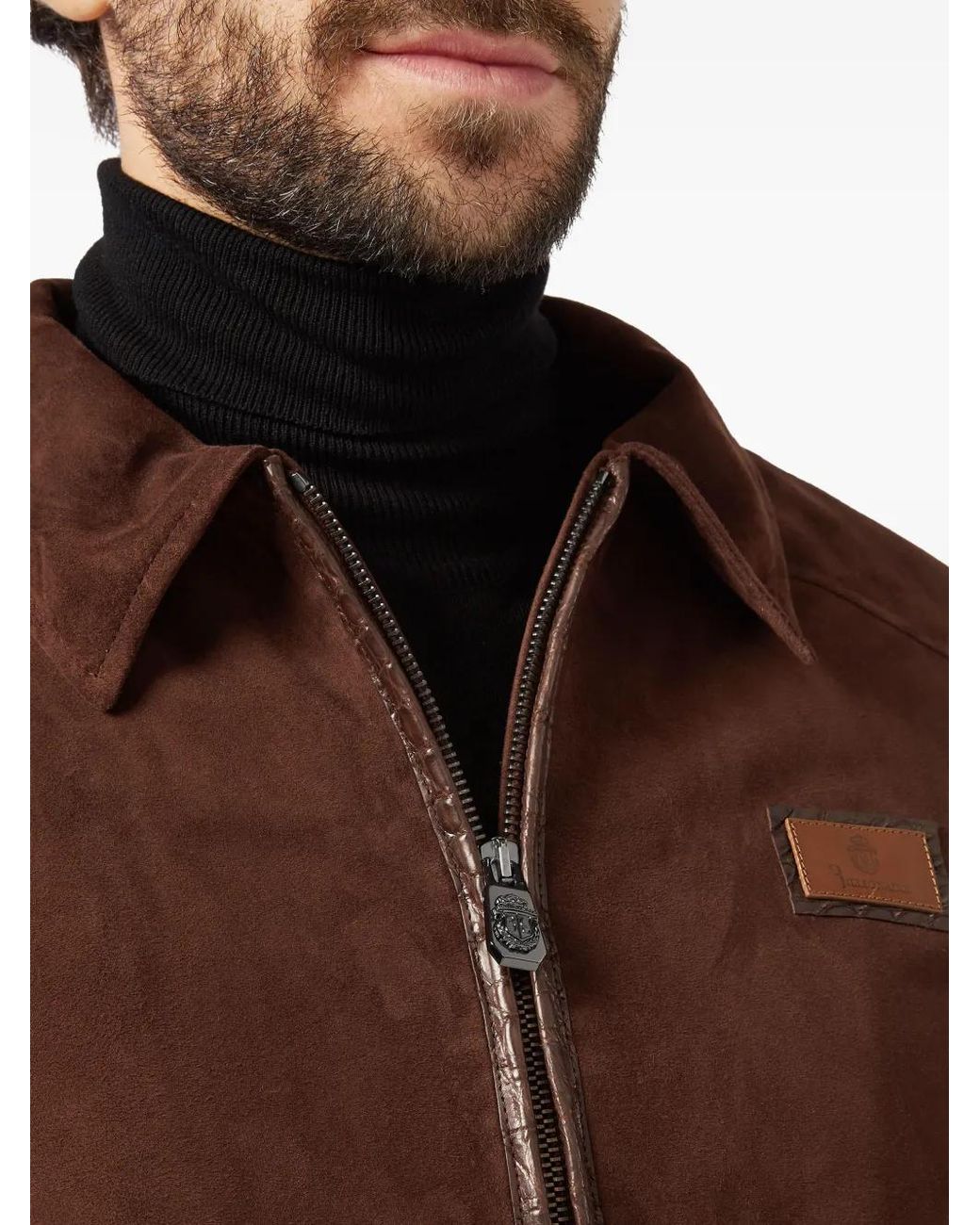 Billionaire Brown Zip-Up Jacket for men