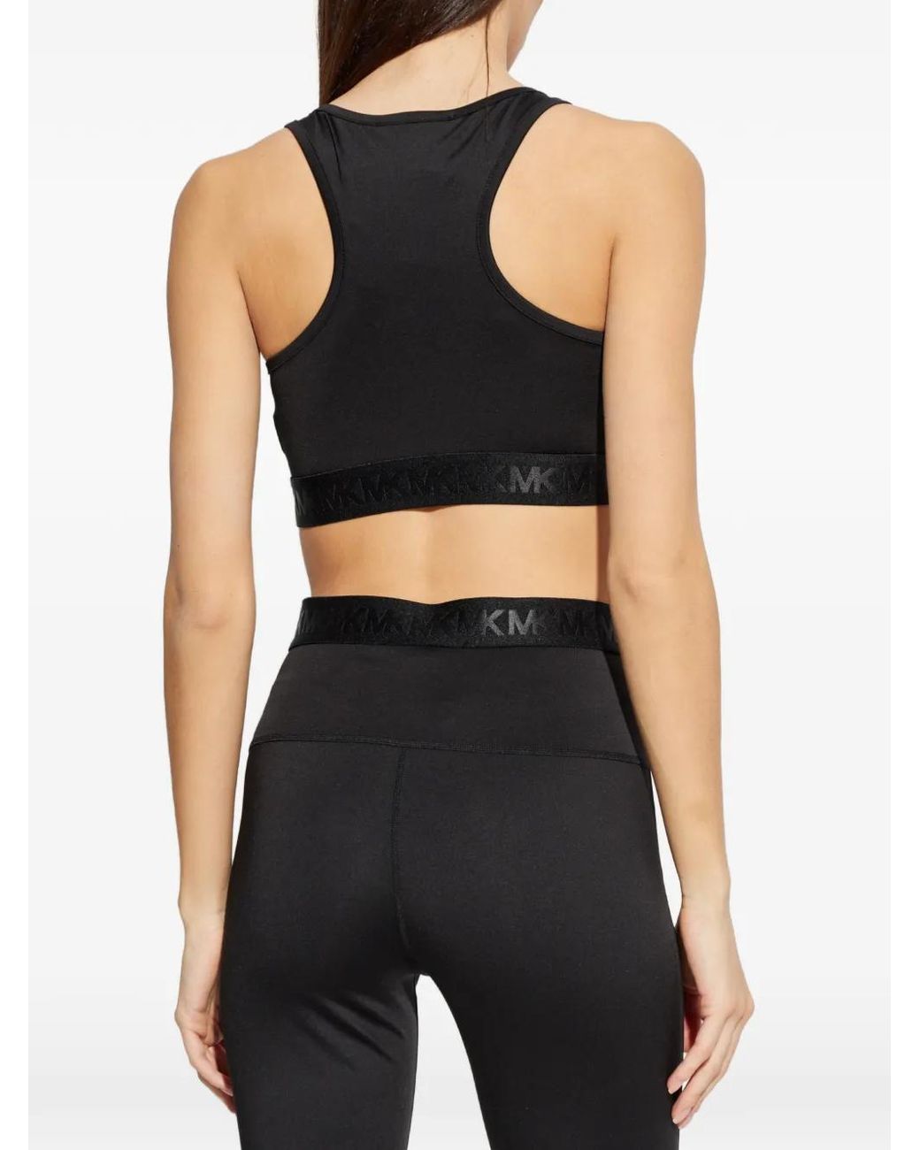 MICHAEL Michael Kors Black Logo-Tape Sports Bra