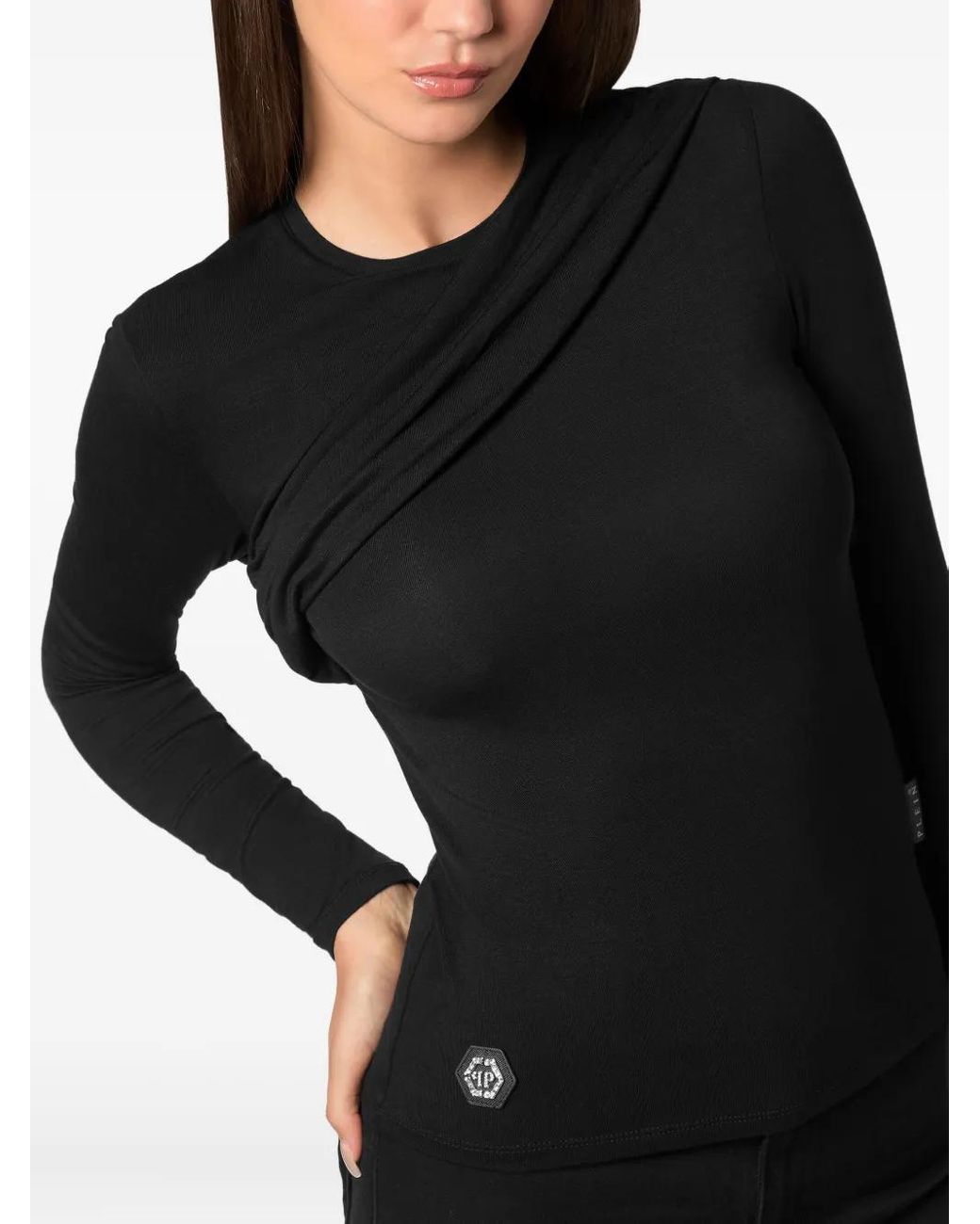 Philipp Plein Black Drapierter Pullover