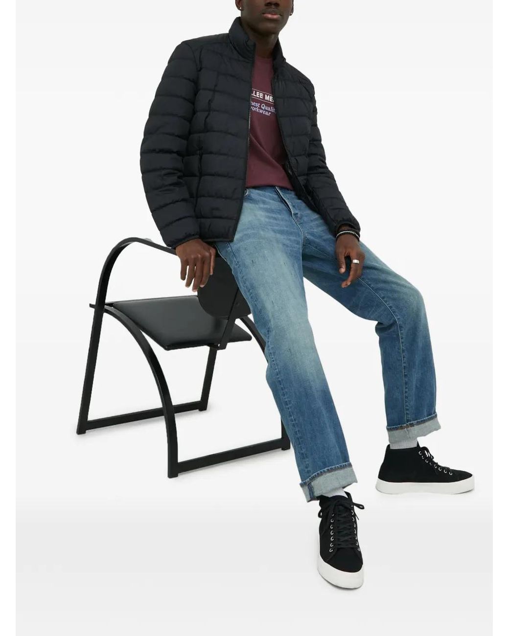 Marc O' Polo Black Logo-Patch Quilted Jacket for men