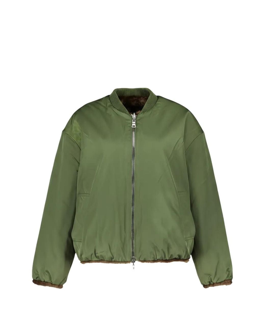 BLONDE No. 8 Green Katilin Reversible Faux-Fur Bomber Jacket